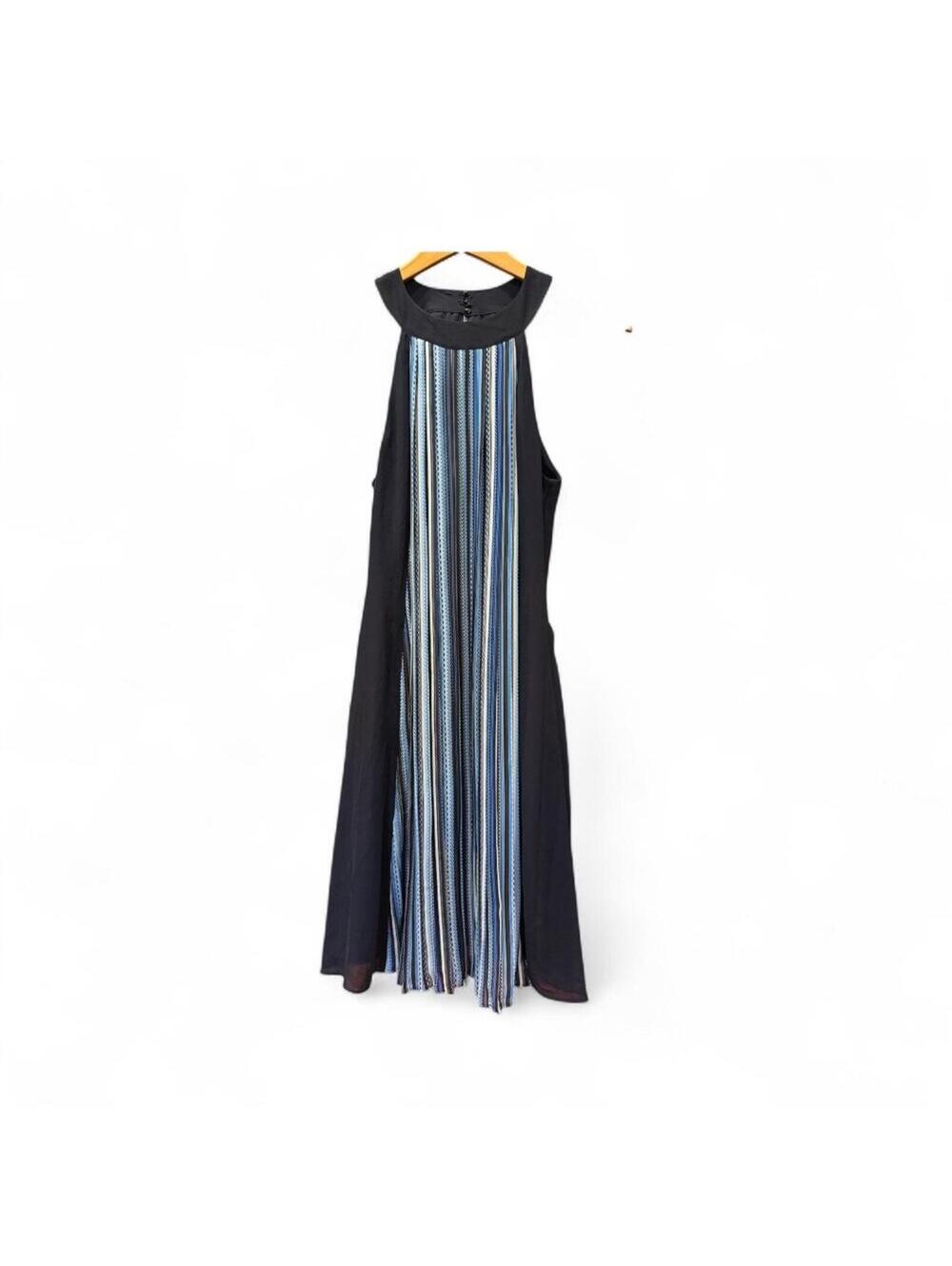 Catherine Maldrino Pleated Mini Dress Belted Halter Medium Sleeveless Accordion